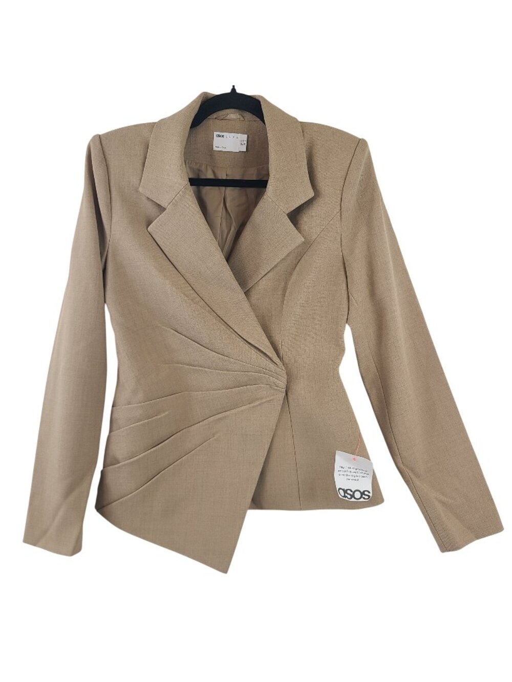 NEW ASOS Luxe Premium Co-Ord Side Seam Detail Blazer Tan Long Sleeve Wrap Sz 8